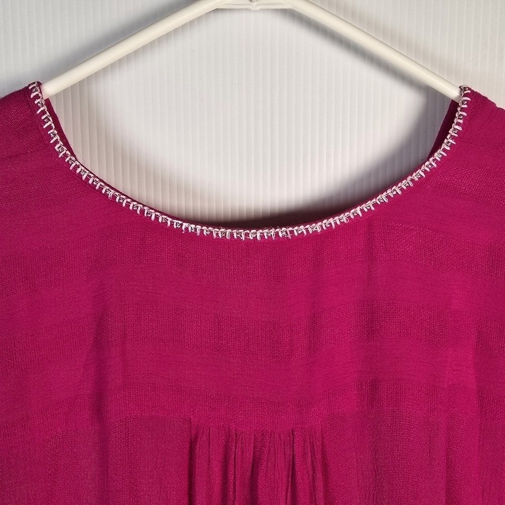 FREE PEOPLE Women's Delilah Embroidered Wrap Mini Dress In Hot Pink Boho Size M - Picture 13 of 16